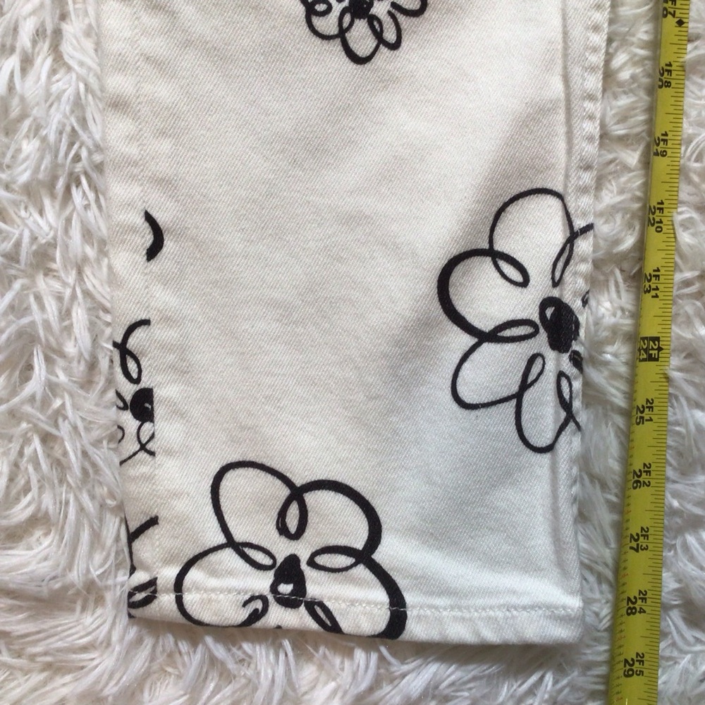 Reformation Julianna Organic Cotton Zip Straight Mid Rise White Black Flower 26 - Picture 9 of 10